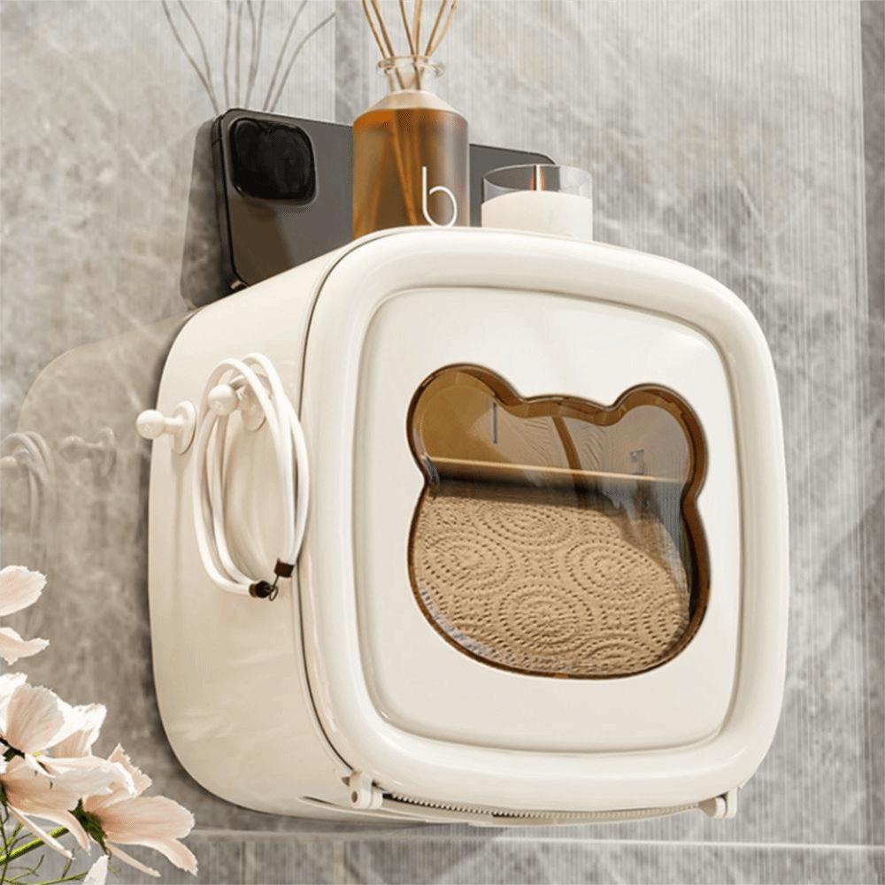 Wall Mounted Roll Paper Tube Box Waterproof Washcloth Storage Box Durable Toilet Paper Box Home
