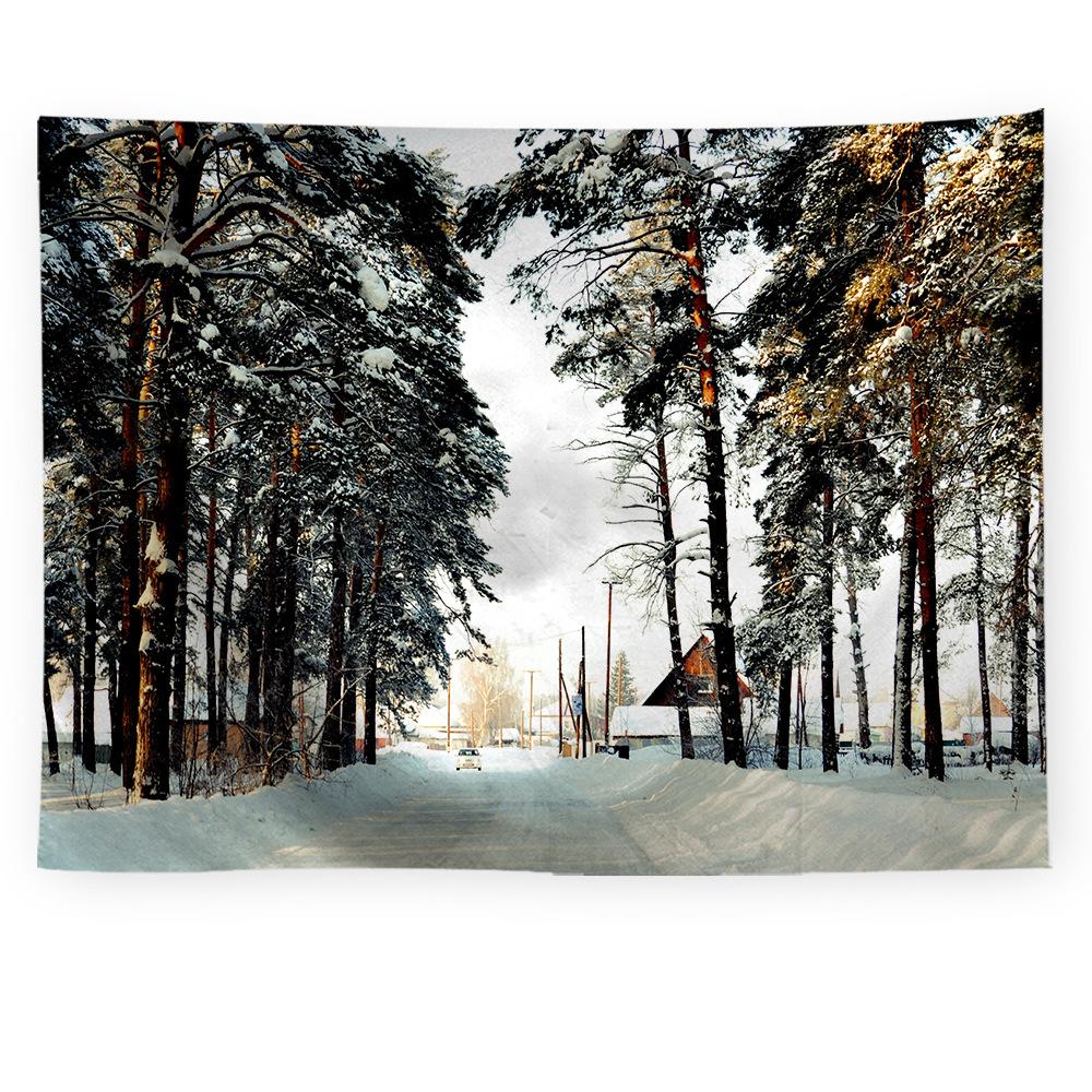Рождественский лес снежная сцена гобелен дерево настенное украшение гостиная спальня общежитие домашнее украшение