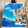 1PC One Piece Monkey D Luffy Patterned Flannel Blanket Suitable For All Seasons For Home Decor Warmth And Comfort Gifts Holiday Present