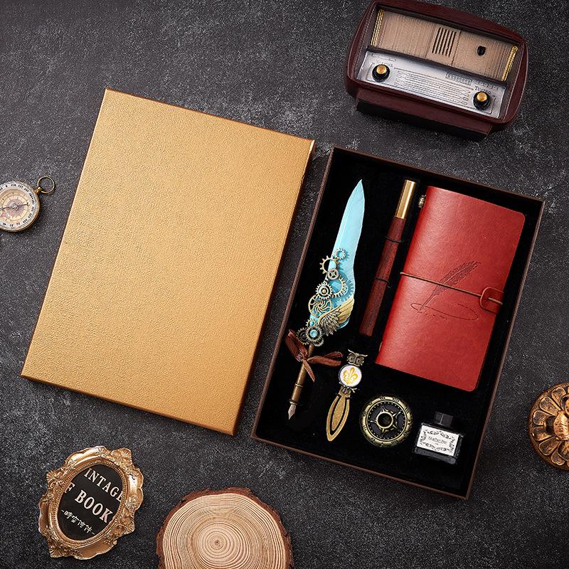 Ретро Европейский набор перьевых ручек с перьями, в механическом панк-стиле и с печатью из сургуча - Идеальный подарок на день рождения