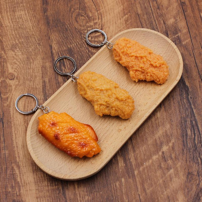 Забавный брелок с куриными ножками и куриными крылышками, креативный мини-кулон с имитацией еды и кольцом для ключей, аксессуары для сумки, кошелька