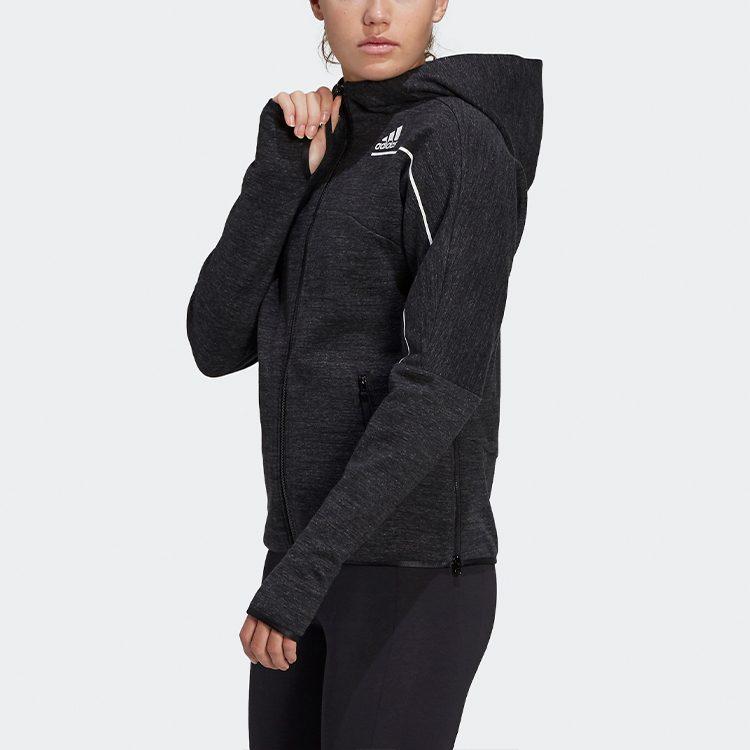 adidas Z.N.E Fz W Зимняя однотонная флисовая утепленная куртка с капюшоном для бега Женская Черная GU2080