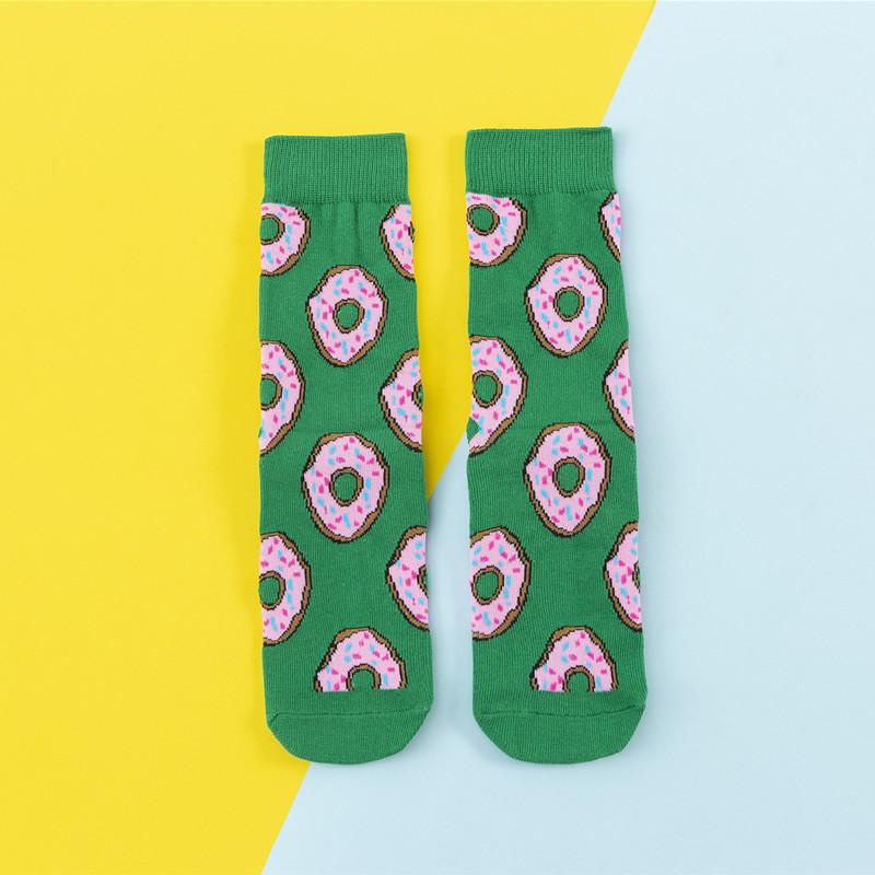 Women Creative Fruit & Hamburger Print Mid-Calf Socks Korean Style Casual Cotton Socks