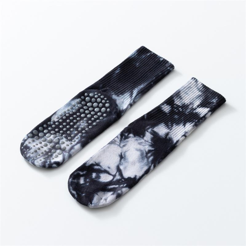 Новые Осенне-Зимние Носки для Йоги Серии Tie Dye с Кленовыми Листьями, Утолщенные, Противоскользящие, Фитнес-Носки для Пола