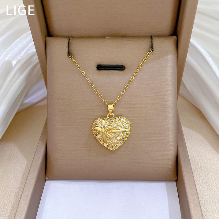 Цветок Любви Полностью Алмазный Легкая Роскошь Темперамент Великолепное Полностью Алмазное Ожерелье Женская Универсальная Цепочка на Ключицы Титановая Стальная Цепочка