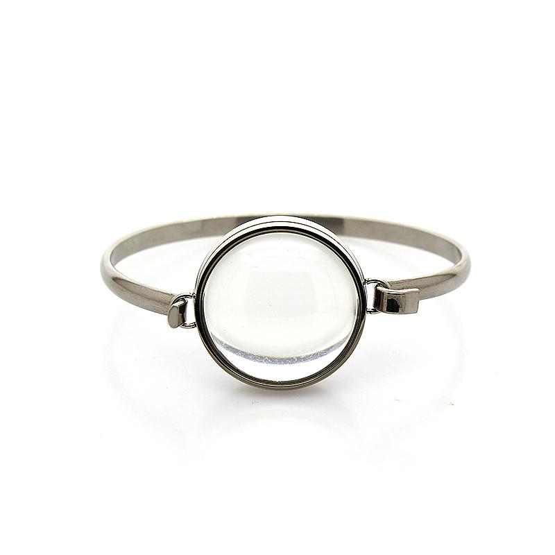 Stainless Steel Double Curved Locket Bracelet Chain Glass Memory Charms Floating Locket Bangle Fillable DIY Jewelry Making