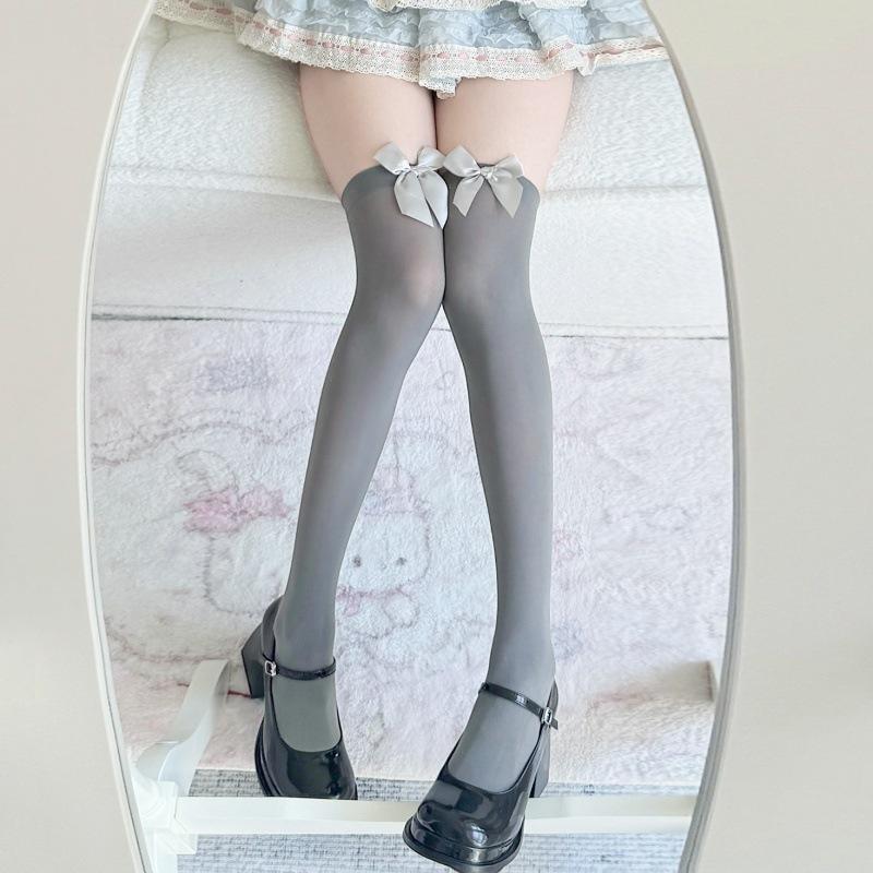 Japanese Jk White Knee Socks Summer Bow Black And White Knee Socks Sweet Bow Stockings Pure Desire Girl