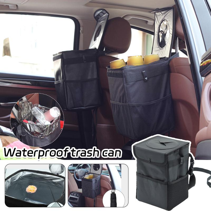 Waterproof Insulated Car Trash Bin Folding Storage Bag Multi-functional Seat Back Hanging Trash Can Organizer Car