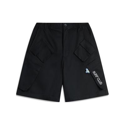 Li Ning X Disney Collaboration Disney Collection Letter Print Loose Woven Casual Shorts Men shorts Black AKSU325-2