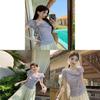 French Irregular Design Short Sleeve Butterfly Top With Embroidery For Summer Fashion