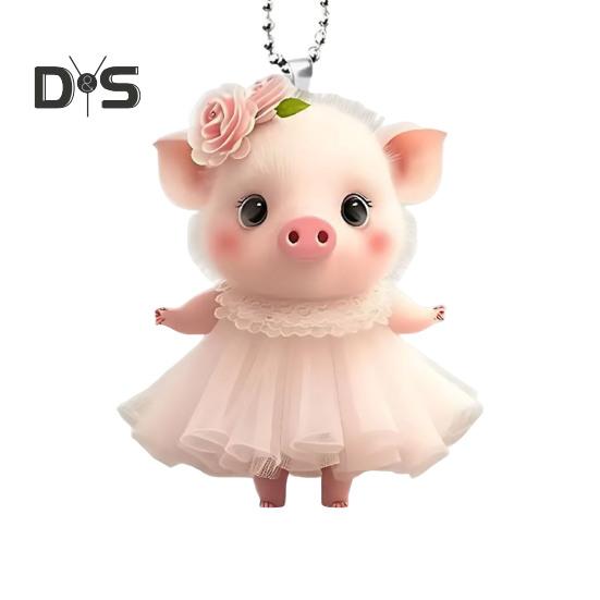 Акриловое мультяшное свинье, подвесное украшение с цепочкой из бисера, зеркало заднего вида, украшение в виде свиньи, брелок, рюкзак, подвеска в виде животного, подарок на день рождения