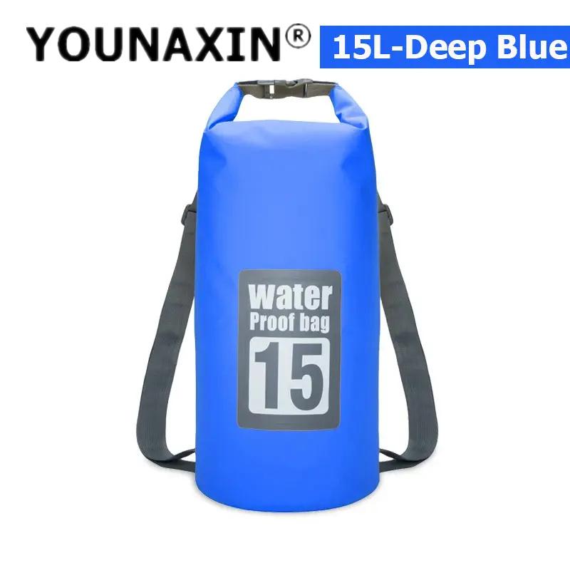 15L PVC Waterproof Dry Bag Outdoor Diving Foldable Storage Beach Swimming Bag Rafting River Ocean Backpack