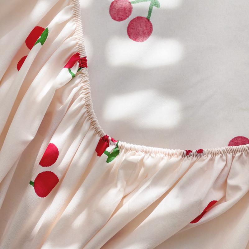 2025 New Cherry Fitted Sheet Skin-friendly Aloe Vera Cotton Washed Cotton Bed Sheet For Girls