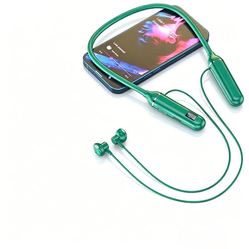 Excellent Quality for 5.0 Low Latency Neckband Sports Waterproof Wireless Earphones with Digital Display PCABS Material