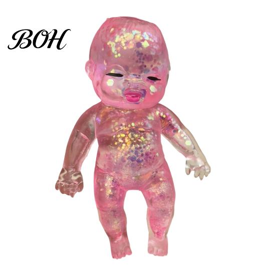 Babies Stress Ball Glitter Relief Toy, Clear Baby Doll Squeeze Soft Stretchy Portable Fidget Relaxing Gift for Adults Kids, Party Favors Relaxation
