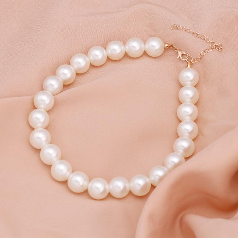 Elegant Big White Imitation Pearl Beads Choker Clavicle Chain Necklace For Women Wedding Jewelry Collar 2021 New