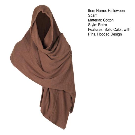Хэллоуин Шарф Ретро Средневековый Стиль Плащ Накидка Сплошной Цвет Супер Длинный Шарф Путешествия Вечеринки Сценическое Шоу Шаль