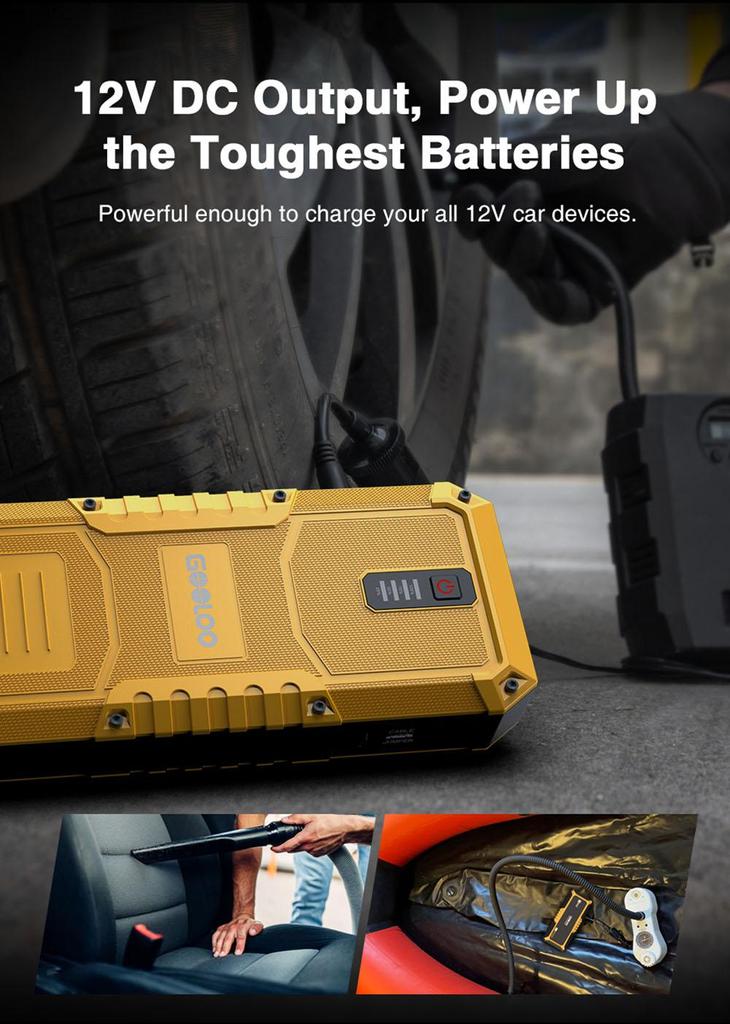 GOOLOO GP4000 PRO Jump Starter, блок питания 26800 мАч, пиковый ток 4000 А, выход постоянного тока 15 В, 10 А, белый светодиод 1 Вт, дизельный двигатель 10 л — вилка европейского стандарта