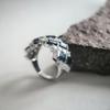 Серебряное кольцо с натуральным сапфиром 5.625ct, фианитами, вес изделия 5,4 гр (2202875)