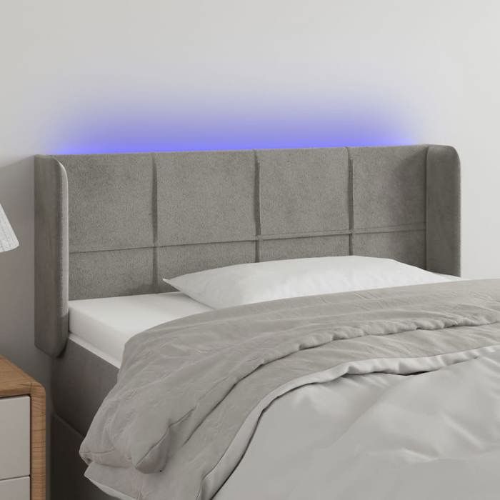 VidaXL LED Headboard Bedroom Furniture Single Bed Accessory Headboard Interior Light Grey 3123272