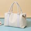 Large Capacity Luggage Bag Canvas Gym Bag Houndstooth Lightweight Storage Bag