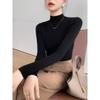 Autumn and Winter Black Temperament Semi-turtleneck Knitted Sweater Women's New Long-sleeved Bottom Sweater Top