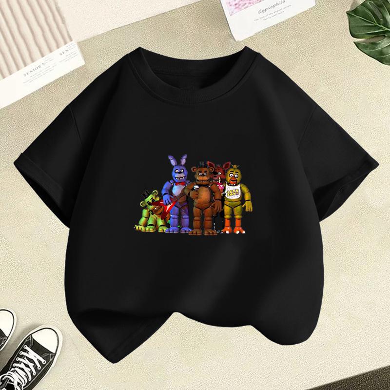 Детская футболка Five Nights Freddys с мультяшным принтом, топ для мальчика с коротким рукавом, одежда FNAFs для девочки, летняя дышащая, подарки на день рождения для малыша