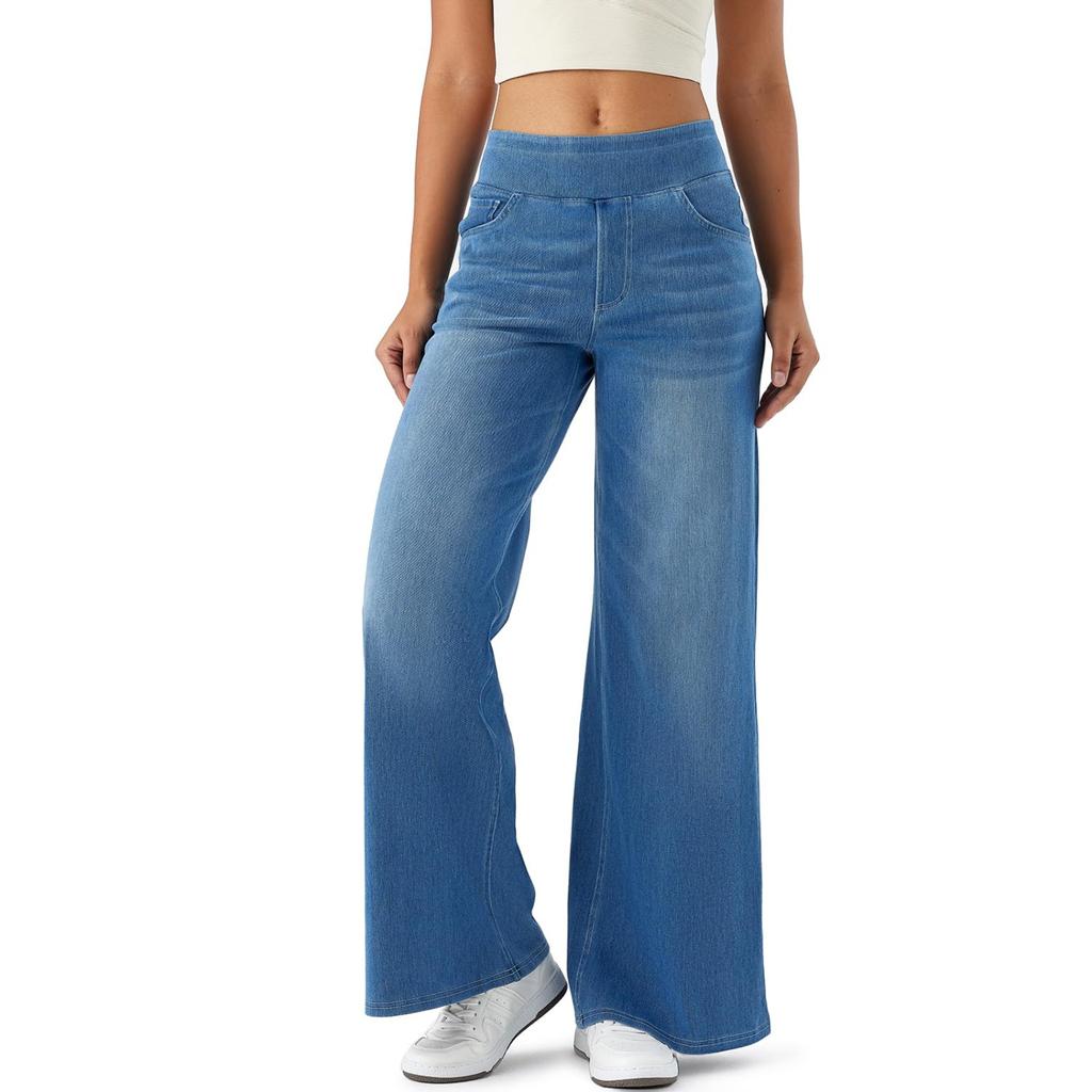 Women's Casual Loose Comfortable Fashionable Solid Color Wide-leg Jeans