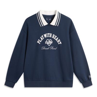 Li Ning Sports Lifestyle Series Casual Letter Print Sweatshirt Women sweatshirt Deep-Iris-Blue AWDU450-4
