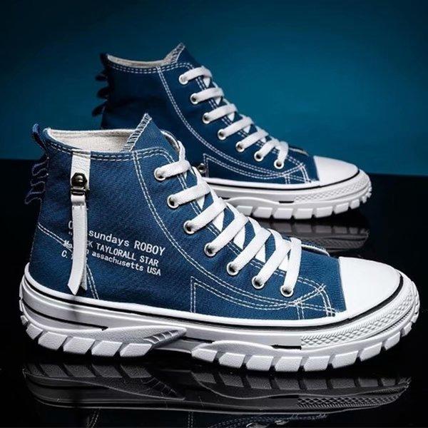 Trending High-top Canvas Shoes Men's Casual Cool Fashion Street Style Shoes Hip Hop Sneakers for Teens