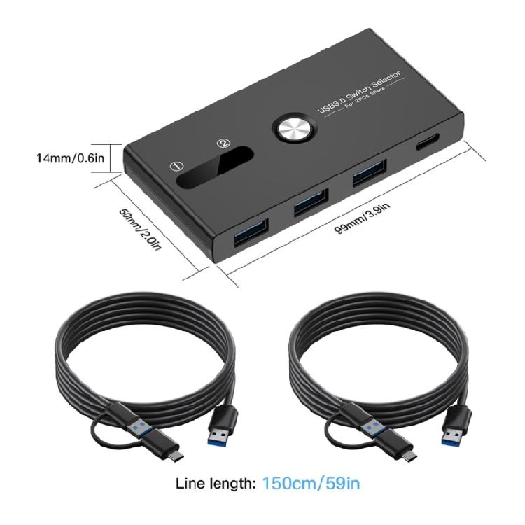 KVM-переключатель USB C и USB 3.0 Позволяет быстро переключать устройства между двумя компьютерами Поддерживает принтеры и другое
