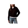Casual Soft Loose Stand Collar Drop Shoulder Long Sleeve Sweatshirt Women Tops Black 40WL257-002