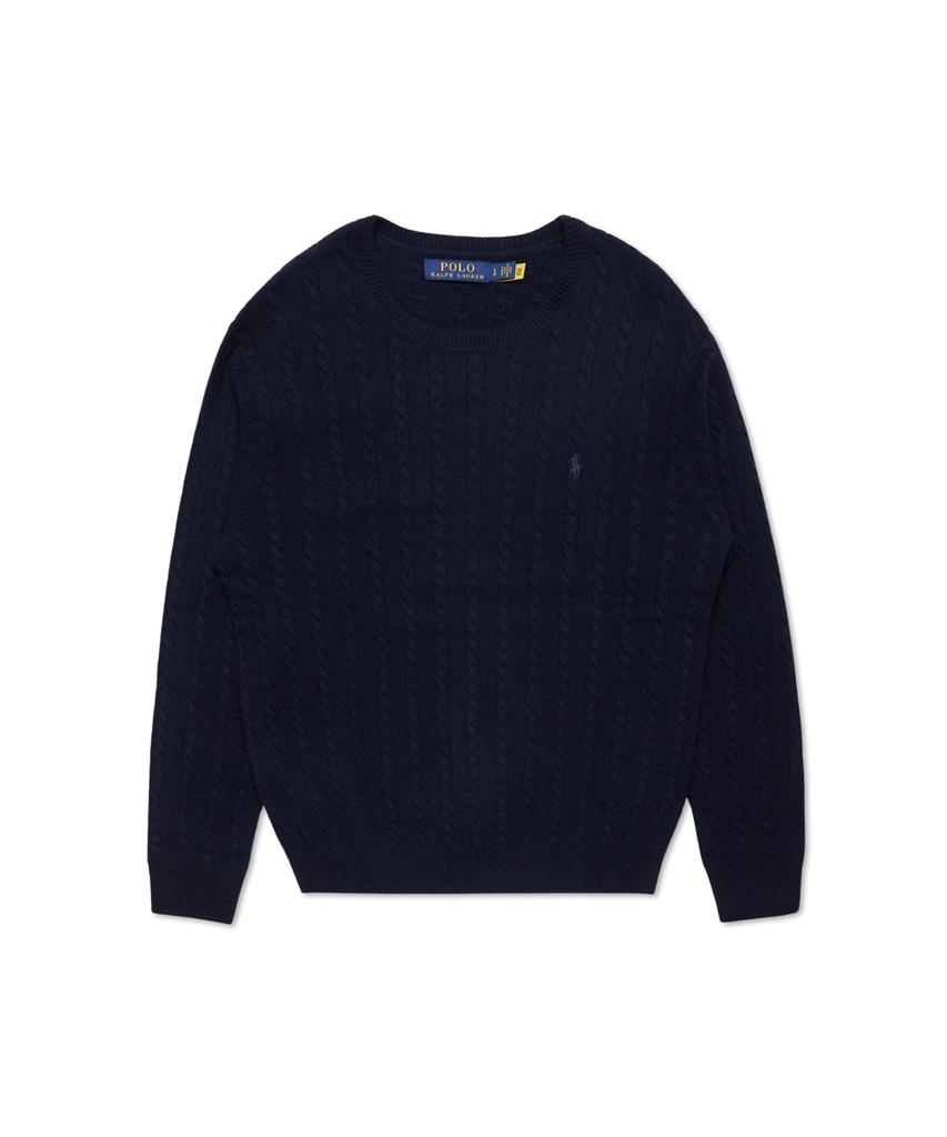 POLO RALPH LAUREN Cable Knit Wool Cotton Sweater - Blue