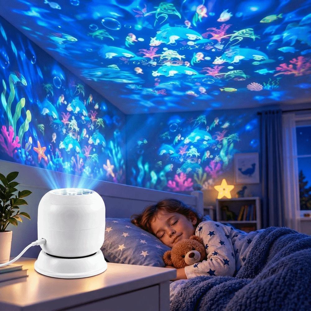 360 Degree Rotating Projection Night Light USB Powered Ocean Projector Lamp Kids Room Decor