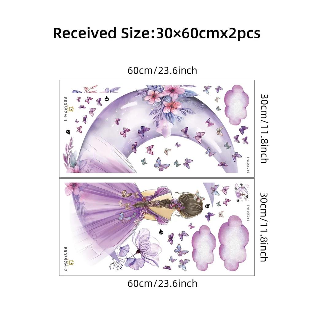Девушка Назад Луна Бабочки Наклейки На Стены Детская Спальня Украшения Детская Комната Домашний Декор Гостиная Наклейки На Стены Плакаты