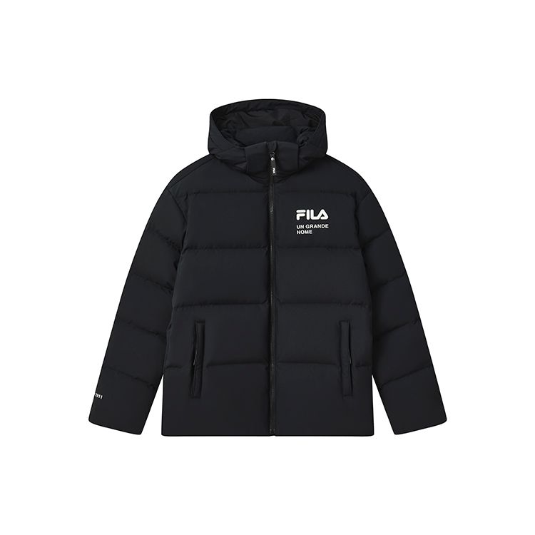 Fila Свободная повседневная толстовка с капюшоном и логотипом, простая куртка-пуховик с длинным рукавом, унисекс, верхняя одежда, черная F11U249902F-BK
