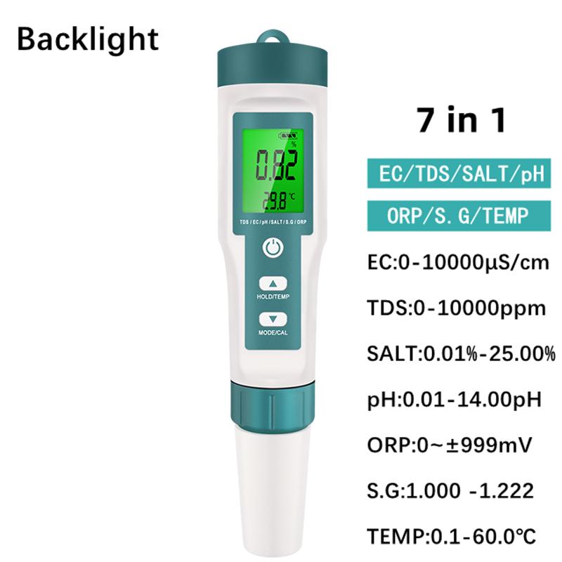 Новый Bluetooth 7 в 1 pH/TDS/EC/ОВП/Соленость /S. G/Измеритель температуры Тестер качества воды для питьевой воды Аквариумы pH-метр
