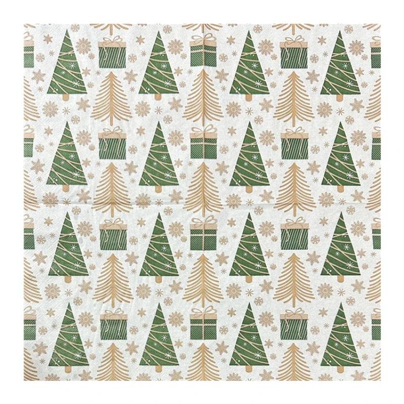 20 шт./упак. 33*33 см 2-слойные одноразовые салфетки для вечеринок с рождественским узором