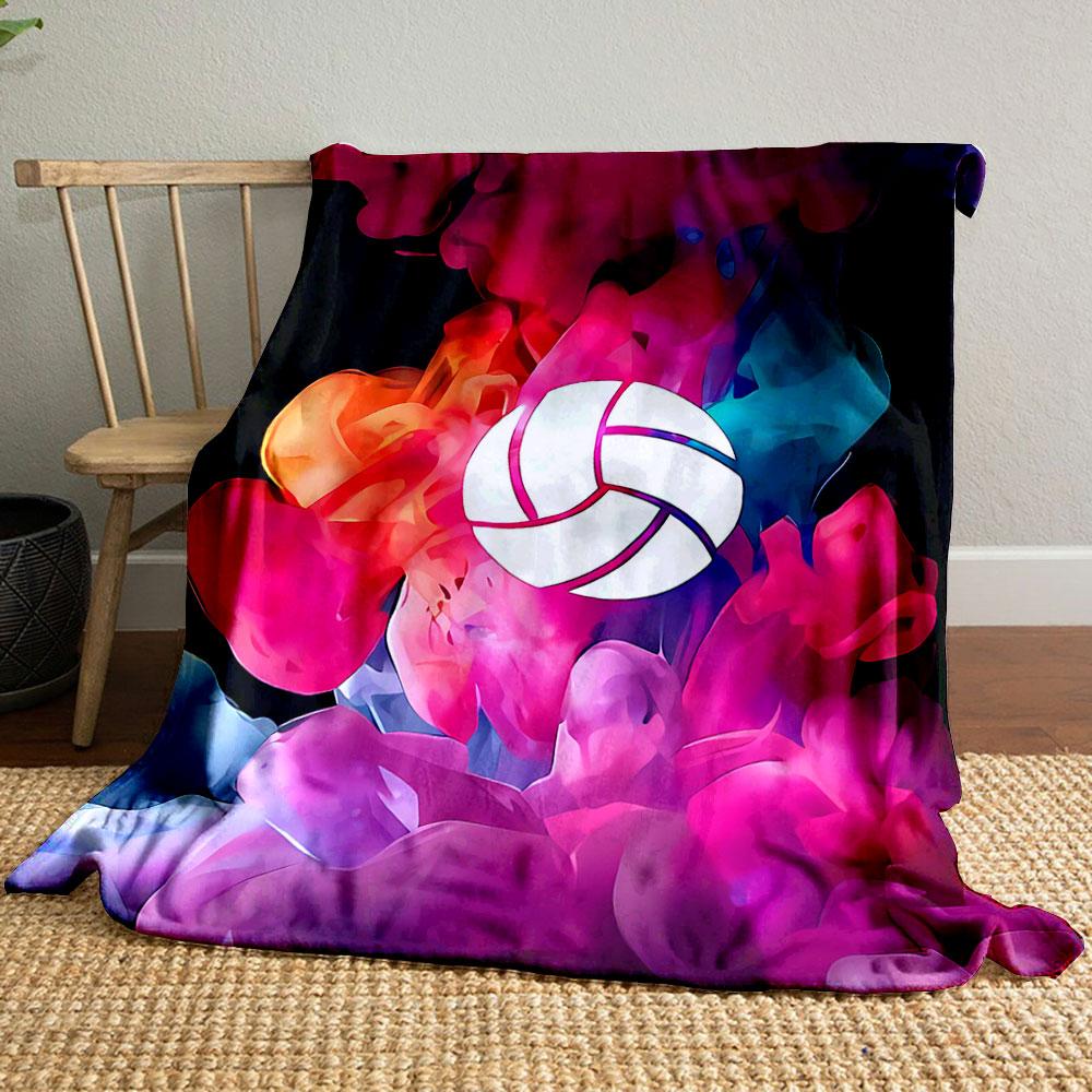 Colorful Volleyball Art Design Patterned blanket, flannel, suitable for all seasons, home decor, warm and cozy