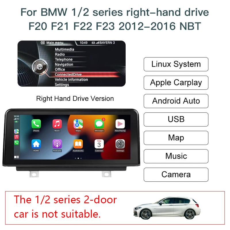 AUTOABC Wireless Carplay и Android Auto 10,25-дюймовый сенсорный экран Linux для автомобиля BMW 1 2 серии NBT система F20/F21/F22 2013-2015