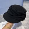 Cotton and linen pleated peaked cap women's autumn and winter warm face small equestrian hat versatile painter newsboy hat