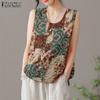 Женские летние повседневные майки без рукавов в стиле ретро с круглым вырезом и принтом