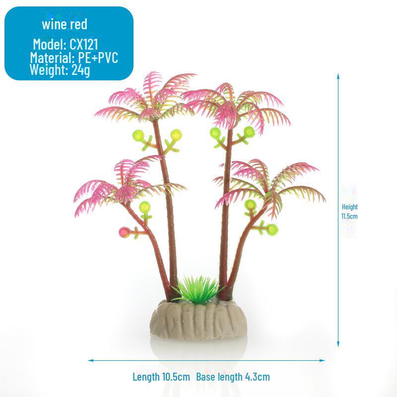 Yilan Aquarium Fish Tank Decor: Small Potted Coconut Tree Simulation CX121