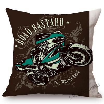 Motorcycle Art Biker Club Decoration Throw Pillow Case Us Retro Letter Print Free Spirit Motorbike Cotton Linen Cushion Cover