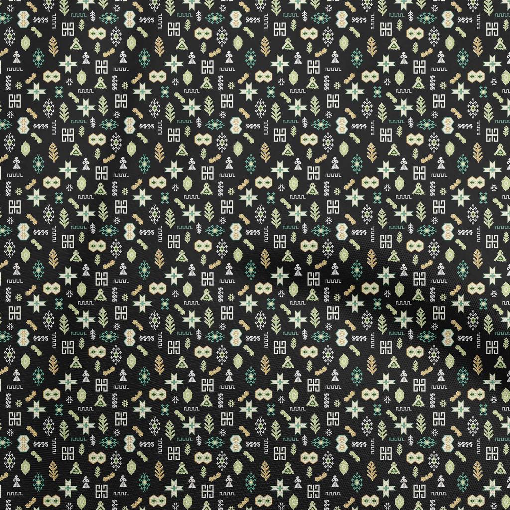 oneOone Cotton Flex Gray Fabric Asian Kilim Sewing Material Print Fabric By The Yard 40 Inch