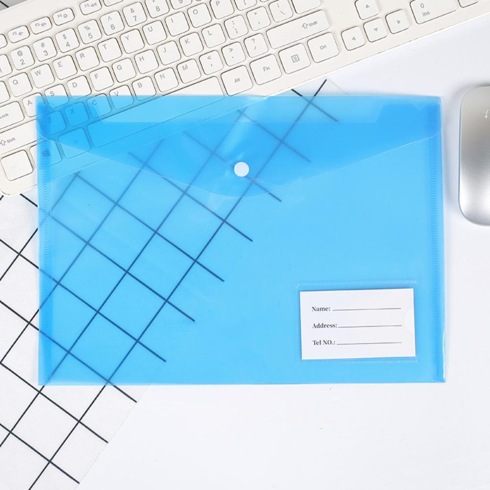 1Pcs Clear A4 Binder Pocket Snap Button Envelope Popper Wallets  for School Office Home