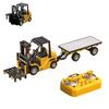 Mini Rc Truck Forklift 1/64 Alloy Diecast With Trailer Remote Control Desktop Cars For Boys Liftable Electric Excavator Engineer