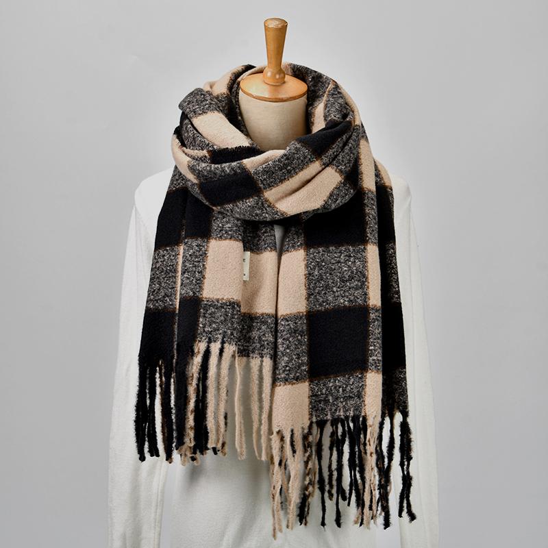 Colorful Plaid Print Pashmina Shawl Tassel Scarf For Woman Winter Warm Scarves Fashion Thicken Cashmere Muffler Warm Neckerchief