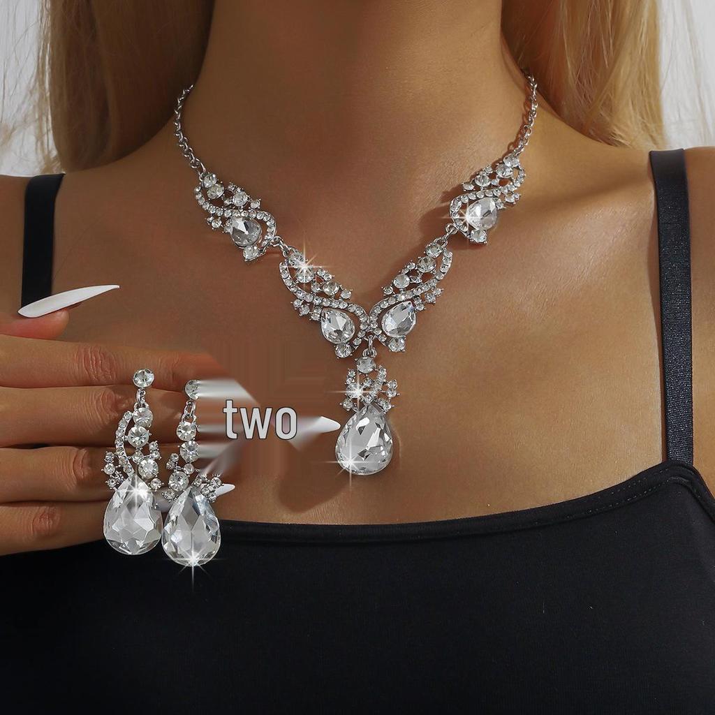 Alloy Rhinestone Necklace and Earrings Set for Women - Wedding Jewelry