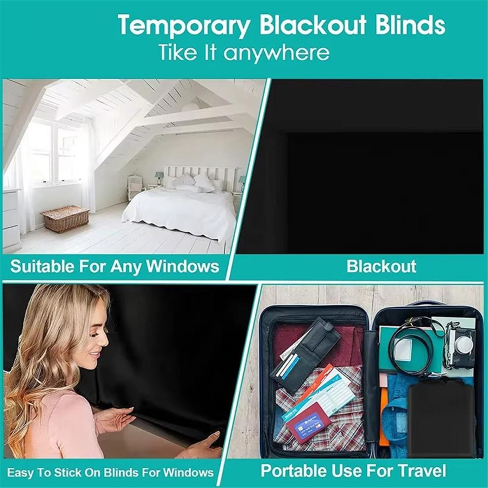 Portable Blackout Shades Film No Drill Travel Blinds 145 x 300cm